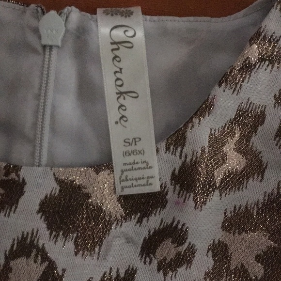 Cherokee Girls’ Metallic Gold Cheetah Print Top sz Small / 6 / 6X - Picture 3 of 8